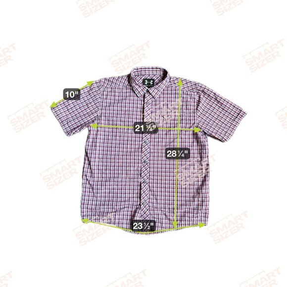 Under Armour Mens‎ XL Plaid Button Up Short Sleeve Shirt Cotton Blend Red Blue - Picture 2 of 7
